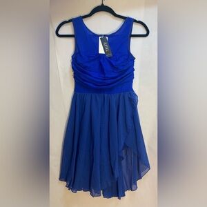 iEFiEL‎ Royal Blue Lyrical Contemporary Dance Dress Built-in Bodysuit Small NWT